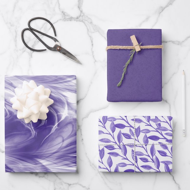 Feuilles de papier romantique chic violet envelopp (Recto)