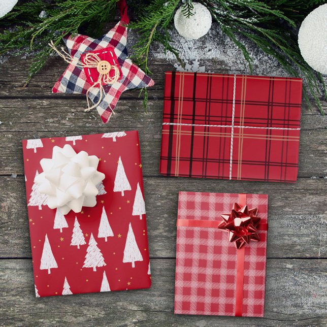 Feuilles de papier rouge blanc pour Noël (Créateur téléchargé)