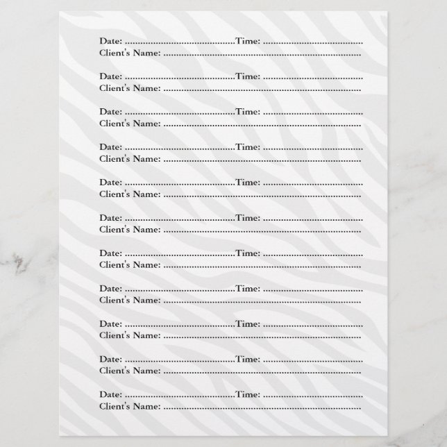 Feuilles de rendez-vous d'artiste maquillage (Devant)