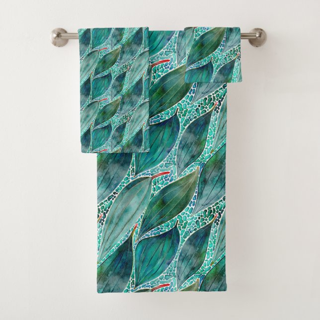 Feuilles de rivière bleues d'eucalyptus à l'aquare (En situation)