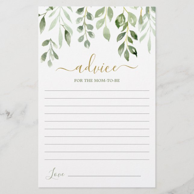 Feuilles de verdure Conseils pour la maman à être  (Devant)