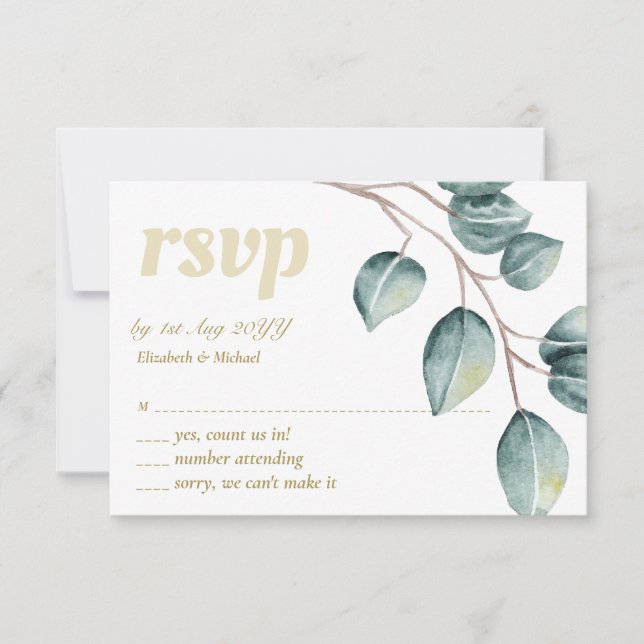 Feuilles de verdure d'Eucalyptus Mariage MENU RSVP (Devant)