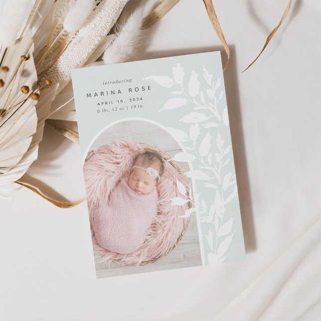 Feuilles délicats | Faire-part de naissance photo (Créateur téléchargé)