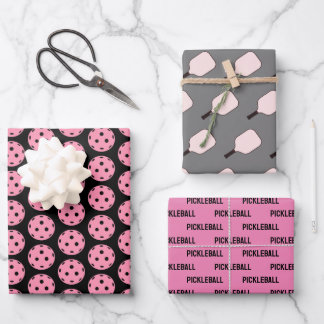 Feuilles d'emballage de pickleball rose et noir pa