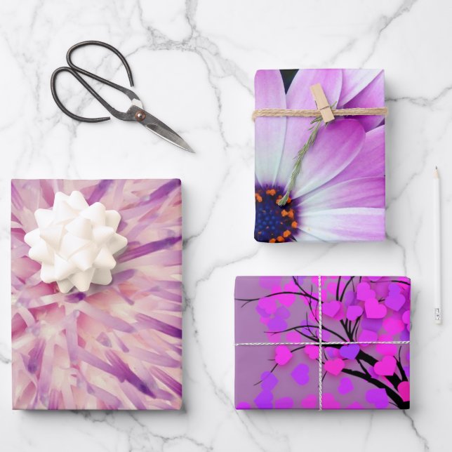 Feuilles d'enveloppement de cadeaux pourpres (Recto)