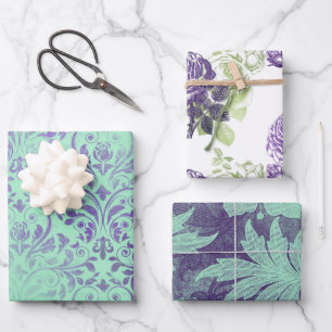 Feuilles d'enveloppement florales violettes et ver