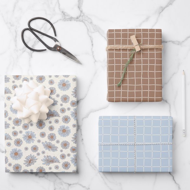 Feuilles d'enveloppes cadeaux bleu clair et doux B (Recto)