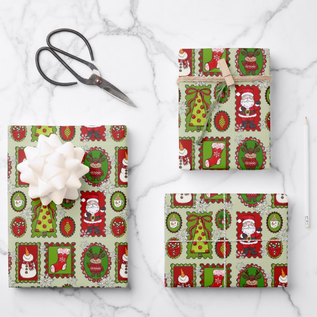 Feuilles d'enveloppes cadeaux de Noël (Recto)