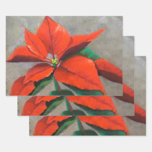 Feuilles d'enveloppes cadeaux de Noël Poinsettia