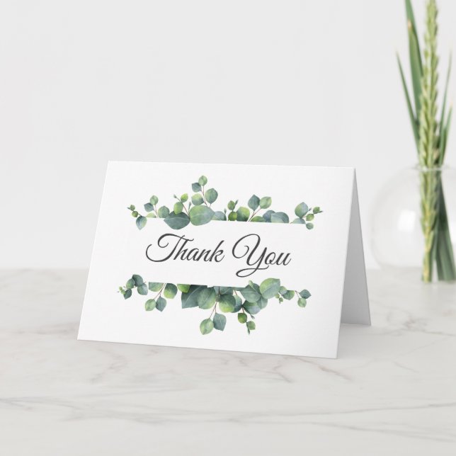 Feuilles d'Eucalyptus Mariage Photo Merci (Devant)