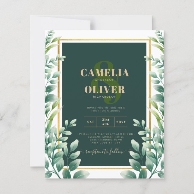 Feuilles d'Eucalyptus OR MARIAGE CODE QR INVITATIO (Devant)