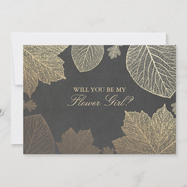 Feuilles d'or automnales Invitation Fille Fleur Ma (Devant)