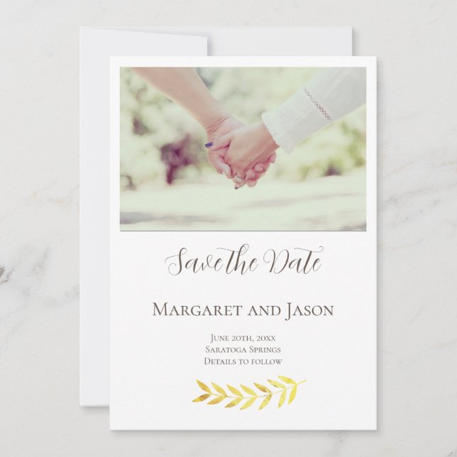 Feuilles D'Or Délicat Personnalisé Enregistrer La  (Devant)