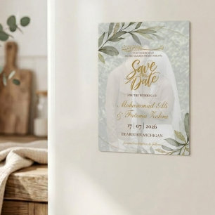 Feuilles d'Or Élégance Mariage Musulman Épargnez l