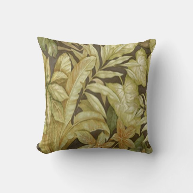 Feuilles d'or sur Coussin réversible noir (Recto)