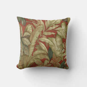 Feuilles d'or sur Coussin réversible rouge