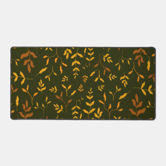 Feuilles dorées d'automne chaud motif vert foncé