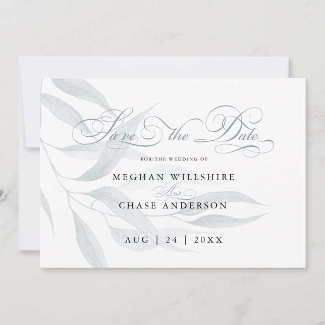 Feuilles Dusty Blue Eucalyptus en blanc (Devant)