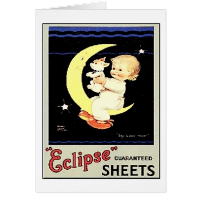 Feuilles Eclipse vintages, Enfant, Chien, Lune (Devant)