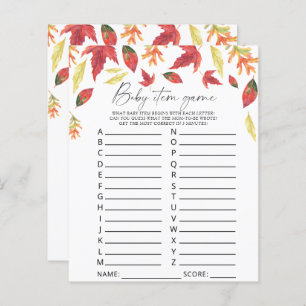 Feuilles en chute - Baby Item Game. Jeu baby showe