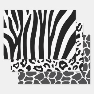 Feuilles Envelopper papier Zebra Leopard Giraffe P