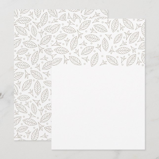 Feuilles éparpillés en blanc Faire-part de mariage (Devant / Derrière)