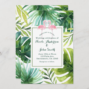 Feuilles et Flamants roses tropicaux Invitations d
