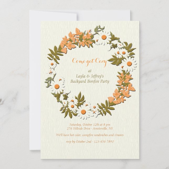 Feuilles et fleurs Invitation à la couronne (Devant)