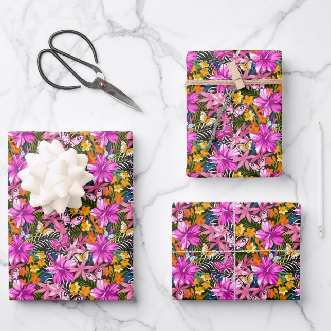 Feuilles et fleurs tropicaux (Recto)