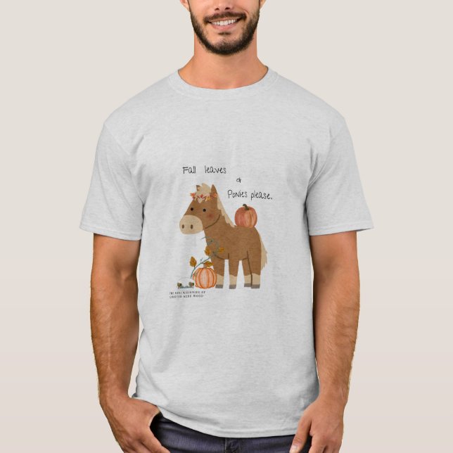 Feuilles et Ponies Automne S'il vous plaît T-shirt (Devant)