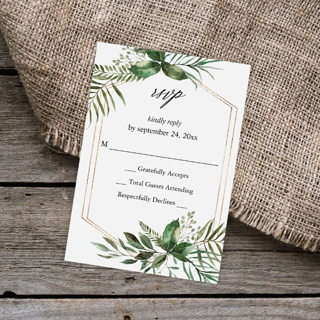 Feuilles & Eucalyptus Gold no Repas RSVP VER (Créateur téléchargé)