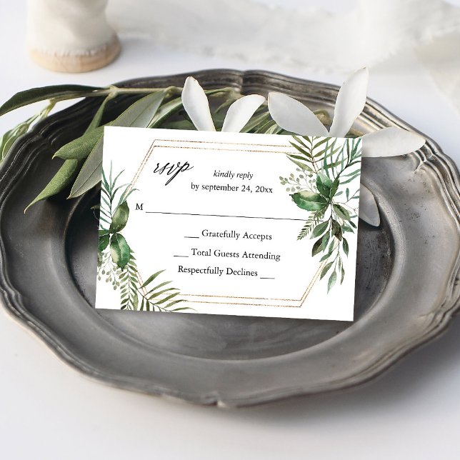 Feuilles & Eucalyptus Or sans RSVP de repas (Créateur téléchargé)
