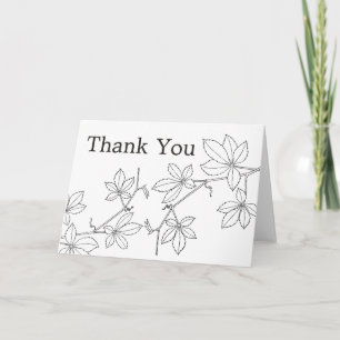 Feuilles florales Merci noir et blanc