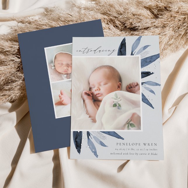 Feuilles gracieux | Faire-part de naissance à huil (Créateur téléchargé)