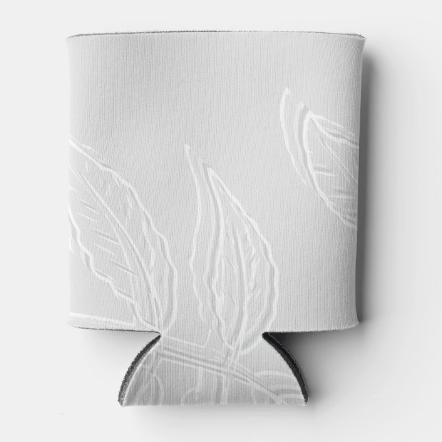 Feuilles gris et blanc Glacière de boîte/bouteille (Devant)