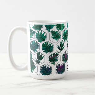 Feuilles hexagones tropicaux - Mug classique 15 oz