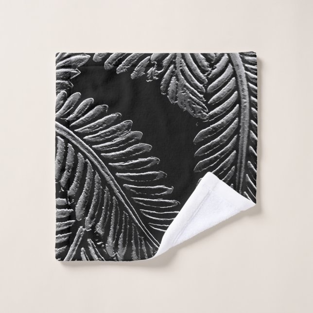 Feuilles Noir Et Blanc (Gant de toilette)