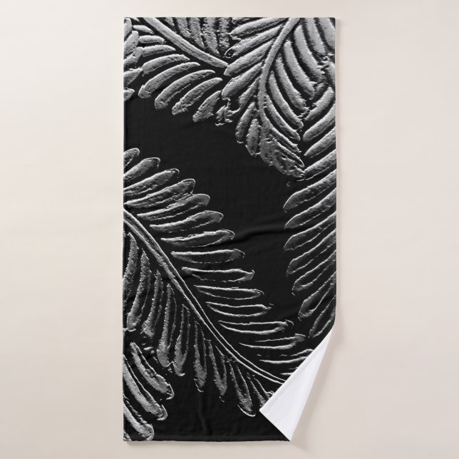 Feuilles Noir Et Blanc (Serviette de bain)