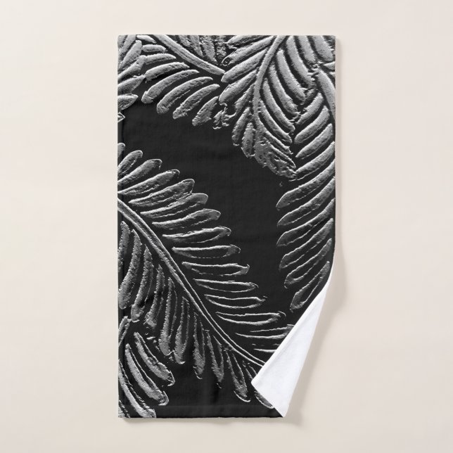 Feuilles noirs et blancs (Serviette à main)