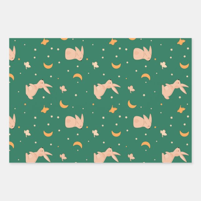 Feuilles papier à enveloppement à thème lapin (Devant)