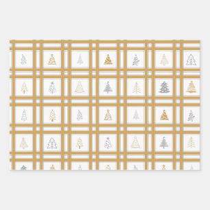 Feuilles papier d'enveloppement d'arbre de Noël or