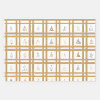 Feuilles papier d'enveloppement d'arbre de Noël or