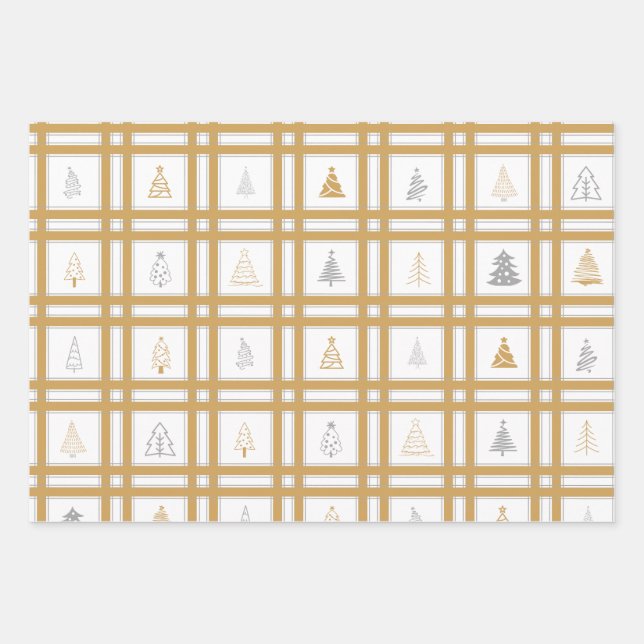 Feuilles papier d'enveloppement d'arbre de Noël or (Devant 3)