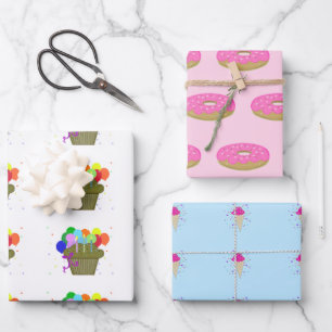 Feuilles papier d'enveloppement de scène d'anniver