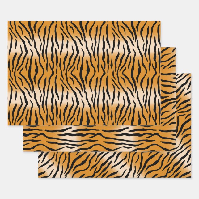 Feuilles papier d'enveloppement Motif de tigres (Lot)