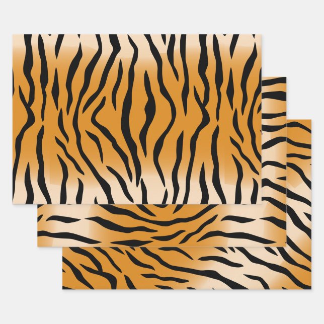 Feuilles papier d'enveloppement Motif de tigres (Lot)