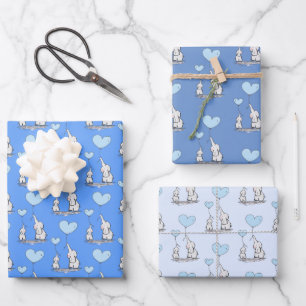 Feuilles papier enveloppant design Elephant Love