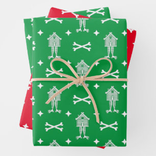 Feuilles papier enveloppant la hutte de Baba Yaga