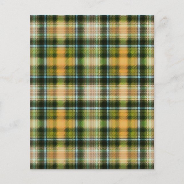 Feuilles papier motif vintage vert orange plaid (Devant)