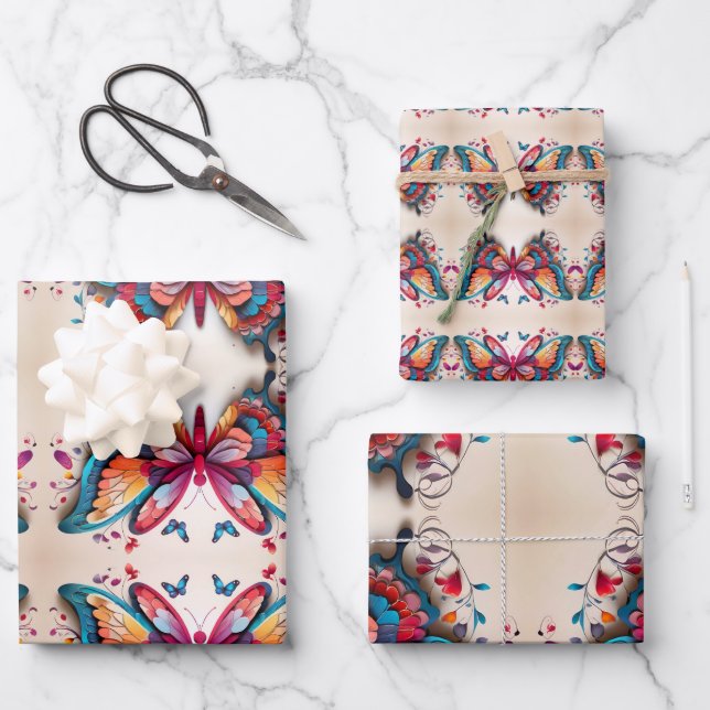 Feuilles Papier Papier à envelopper papillon (Recto)